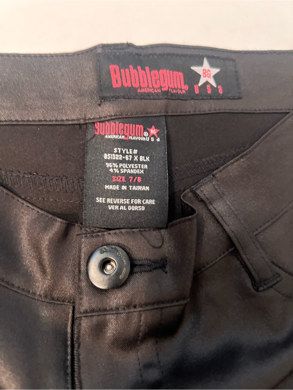 Y2K Vintage Bubblegum Brand Black Shiny Skinny Pants